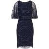 Adrianna Papell Womens Bead Mesh Popover Dress(Light Navy)
