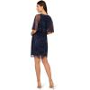 Adrianna Papell Womens Bead Mesh Popover Dress(Light Navy)