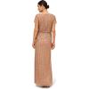 Adrianna Papell Women’s Beaded Blouson Long Dress, Rose Gold, 8