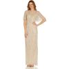 Adrianna Papell Women’s Beaded Flutter Sleeve Gown(Biscotti)