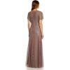 Adrianna Papell Women’s Beaded Flutter Sleeve Gown(Stone)