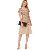 Adrianna Papell Womens Beaded Lace Dress(Biscotti)