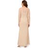 Adrianna Papell Womens Beaded Long Sleeve Gown(Biscotti)