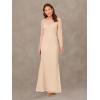 Adrianna Papell Womens Beaded Long Sleeve Gown(Biscotti)