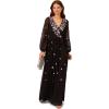 Adrianna Papell Womens Beaded Long Sleeve Gown(Black Multi)