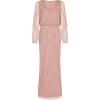 Adrianna Papell Womens Beaded Long Sleeve Gown(Candied Ginger)