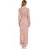 Adrianna Papell Womens Beaded Long Sleeve Gown(Candied Ginger)