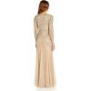 Adrianna Papell Women’s Beaded Mesh Godet Gown(Silver/Nude)