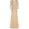 Adrianna Papell Women’s Beaded Mesh Godet Gown(Silver/Nude)