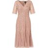 Adrianna Papell Women’s Beaded Midi Dress with Godets(Steel Rose)