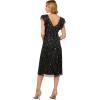 Adrianna Papell Womens Beaded Midi Dress(Black/Gunmetal)