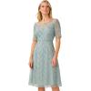 Adrianna Papell Womens Beaded Midi Dress(Frosted Sage)