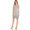 Adrianna Papell Womens Beaded Off Shoulder Gown(Bridal Silver)
