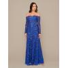 Adrianna Papell Womens Beaded Off Shoulder Gown(Brilliant Sapphire)