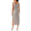 Adrianna Papell Womens Beaded Off Shoulder Gown(Deep Platinum)