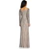 Adrianna Papell Womens Beaded Off Shoulder Gown(Sterling)