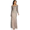 Adrianna Papell Womens Beaded Off Shoulder Gown(Sterling)