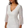 Adrianna Papell Women’s Beaded Sequin Bell Sleeve DRS(Ivory)
