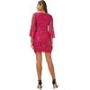 Adrianna Papell Women’s Beaded Sequin Bell Sleeve DRS(Raspberry Wine)
