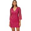 Adrianna Papell Women’s Beaded Sequin Bell Sleeve DRS(Raspberry Wine)