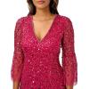 Adrianna Papell Women’s Beaded Sequin Bell Sleeve DRS(Raspberry Wine)