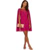 Adrianna Papell Women’s Beaded Short Cape Sleeve Dress(Hot Orchid)