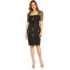 Adrianna Papell Womens Beaded Short Dress(Black/Gunmetal)