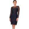 Adrianna Papell Womens Beaded Short Dress(Navy)