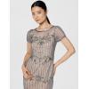 Adrianna Papell Womens Beaded Short Dress(Sterling/Nude)