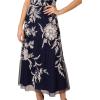 Adrianna Papell Women’s Beaded Sleeveless Dress(Navy/Ivory)