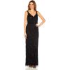 Adrianna Papell Womens Beaded Surplice Gown(Black)