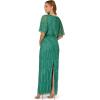 Adrianna Papell Womens Beaded Surplice Gown(Jungle Green)