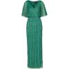 Adrianna Papell Womens Beaded Surplice Gown(Jungle Green)