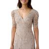 Adrianna Papell Womens Beaded Surplice Gown(Marble)