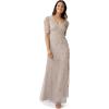 Adrianna Papell Womens Beaded Surplice Gown(Marble)