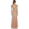 Adrianna Papell Women’s Beaded Sweetheart Godet Gown(Rose Gold)
