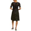 Adrianna Papell Womens Embroidered Lace Midi Dress(Black)