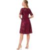 Adrianna Papell Womens Embroidered Lace Midi Dress(Red Wine)
