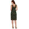 Adrianna Papell Women’s Floral Metallic Midi Dress(Hunter/Gold)