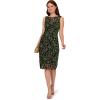 Adrianna Papell Women’s Floral Metallic Midi Dress(Hunter/Gold)