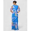 Adrianna Papell Womens Floral Printed Chiffon Gown(Ocean Dream)