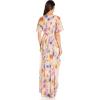 Adrianna Papell Womens Floral Printed Chiffon Gown(Praline Multi)