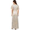Adrianna Papell Womens Foil Leaf Draped Gown(Light Blue/Gold)