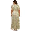Adrianna Papell Womens Foil Leaf Draped Gown(Sage/Gold)