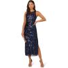 Adrianna Papell Women’s Leaf Sequin Maxi Dress(Navy/Black)