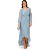 Adrianna Papell Womens Metallic Crinkle Gown(Belize Blue)