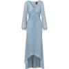 Adrianna Papell Womens Metallic Crinkle Gown(Belize Blue)