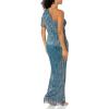 Adrianna Papell Women’s Metallic Mesh Gown(Teal)