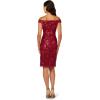 Adrianna Papell Women’s Off Shoulder Sheath Dress(Garnet)