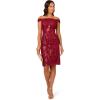 Adrianna Papell Women’s Off Shoulder Sheath Dress(Garnet)